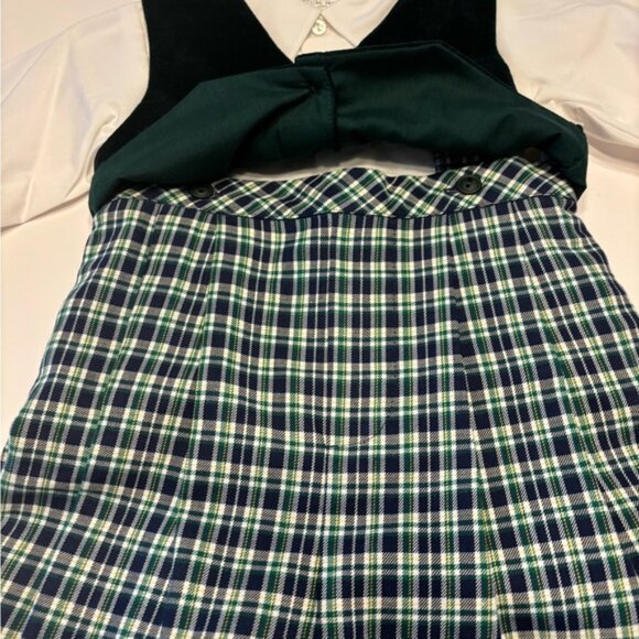 PETIT AMI OVERALLS 12 MONTHS DK GREEN COTTON WITH VELVETEEN VEST & WHITE SHIRT - Picture 7 of 7